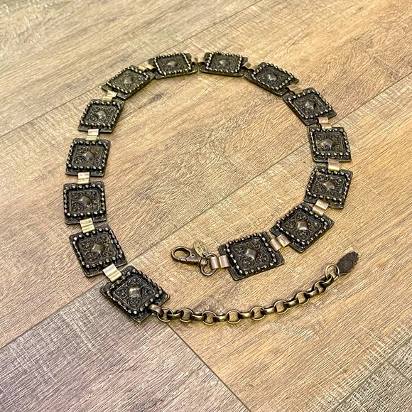 The Limited | Vintage Antique Silver Stamped Medallion Chain Belt Made in Italy - Picture 1 of 10
